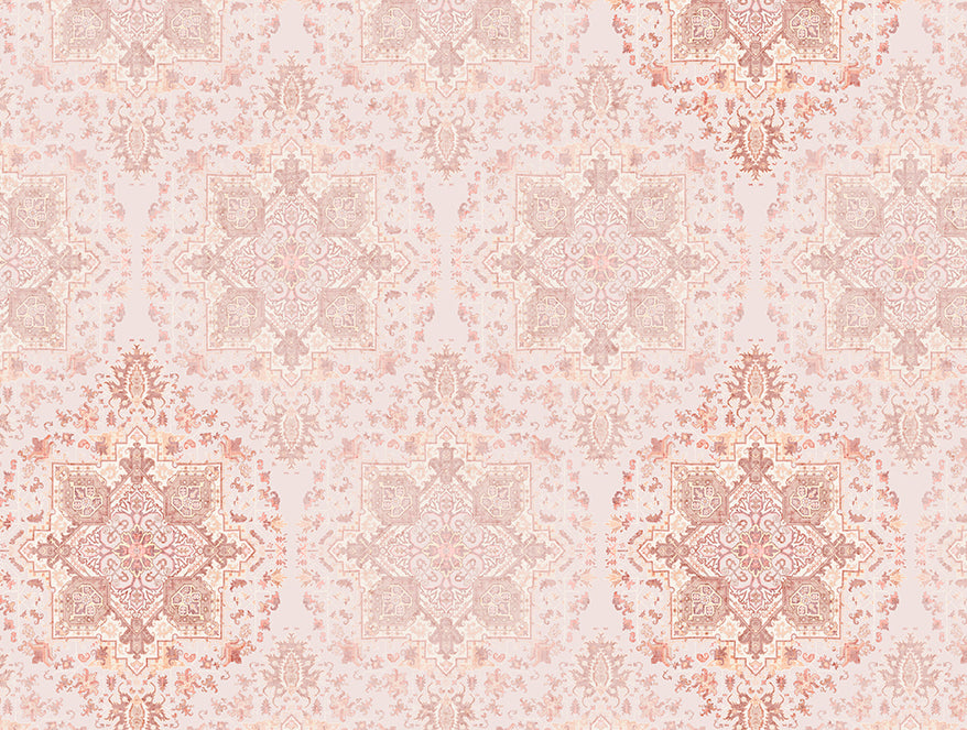 Essentials Cotton Viscose  Double Bedsheet, 138 TC, Ornate, Blush