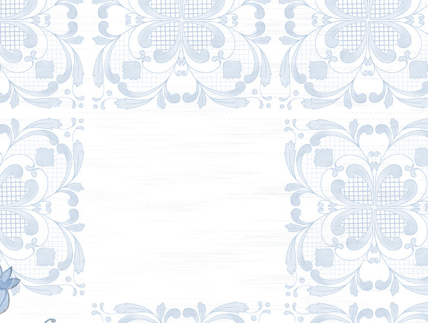 Essentials Cotton Viscose  Double Bedsheet, 138 TC, Ornate, Blue