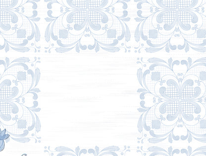 Essentials Cotton Viscose  Double Bedsheet, 138 TC, Ornate, Blue