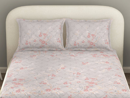 Essentials Cotton Viscose  Double Bedsheet, 138 TC, Ornate, Blush