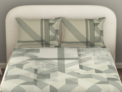 Essentials Cotton Viscose  Double Bedsheet, 138 TC, Geometric, Cream