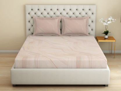 Essentials 100 % Cotton  Large Bedsheet, 180 TC, Geometric, Beige