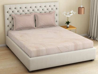 Essentials 100 % Cotton  Large Bedsheet, 180 TC, Geometric, Beige