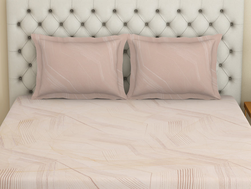 Essentials 100 % Cotton  Large Bedsheet, 180 TC, Geometric, Beige