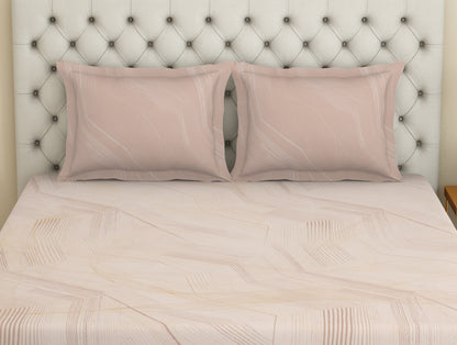 Essentials 100 % Cotton  Large Bedsheet, 180 TC, Geometric, Beige