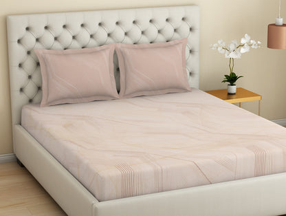 Essentials 100 % Cotton  Large Bedsheet, 180 TC, Geometric, Beige