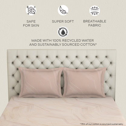 Essentials 100 % Cotton  Large Bedsheet, 180 TC, Geometric, Beige