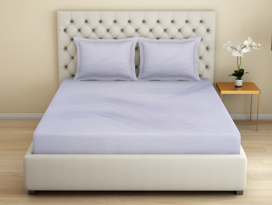 Essentials 100 % Cotton  Large Bedsheet, 180 TC, Geometric, Light Violet