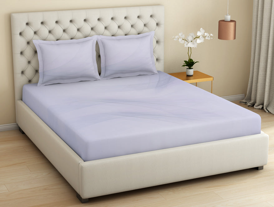 Essentials 100 % Cotton  Large Bedsheet, 180 TC, Geometric, Light Violet