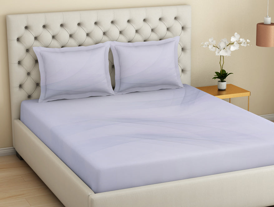Essentials 100 % Cotton  Large Bedsheet, 180 TC, Geometric, Light Violet