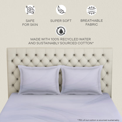 Essentials 100 % Cotton  Large Bedsheet, 180 TC, Geometric, Light Violet