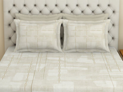 Essentials Premium 100 % Cotton  Large Bedsheet, 180 TC, Geometric, Taupe