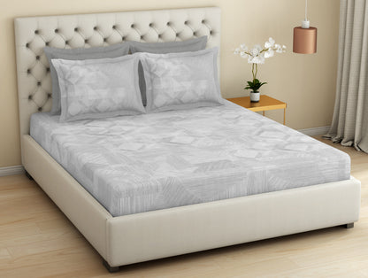 Essentials Premium 100 % Cotton  Large Bedsheet, 180 TC, Geometric, Grey