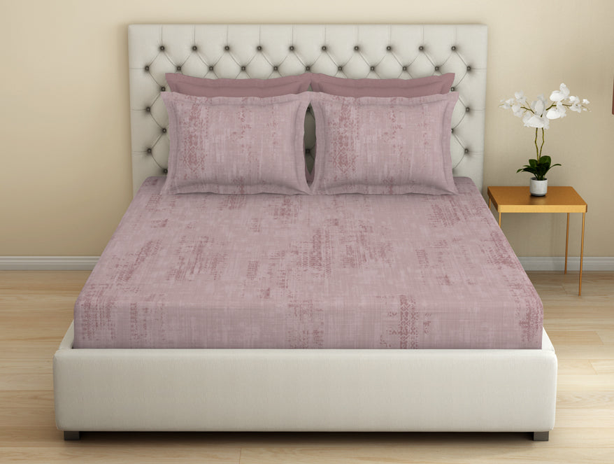 Essentials Premium 100 % Cotton  Large Bedsheet, 180 TC, Geometric, Blush