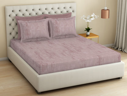 Essentials Premium 100 % Cotton  Large Bedsheet, 180 TC, Geometric, Blush