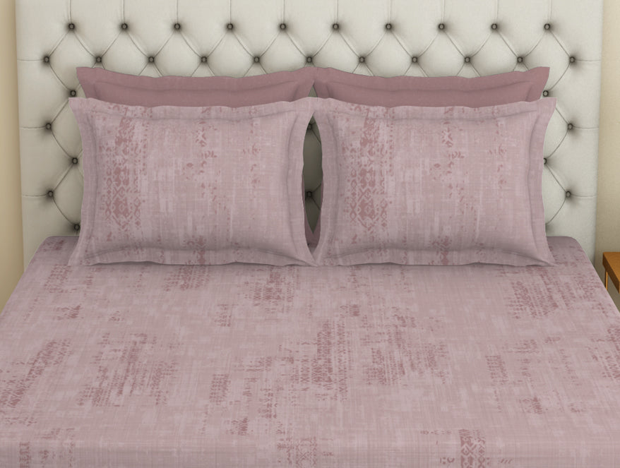 Essentials Premium 100 % Cotton  Large Bedsheet, 180 TC, Geometric, Blush