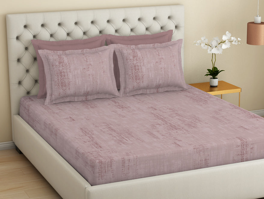 Essentials Premium 100 % Cotton  Large Bedsheet, 180 TC, Geometric, Blush