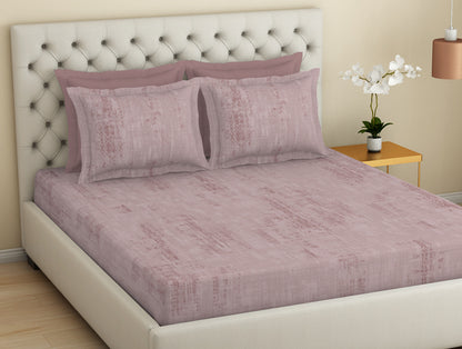 Essentials Premium 100 % Cotton  Large Bedsheet, 180 TC, Geometric, Blush