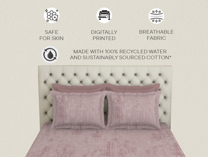 Essentials Premium 100 % Cotton  Large Bedsheet, 180 TC, Geometric, Blush