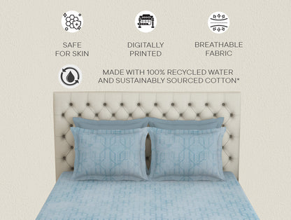 Essentials Premium 100 % Cotton  Large Bedsheet, 180 TC, Geometric, Light Green
