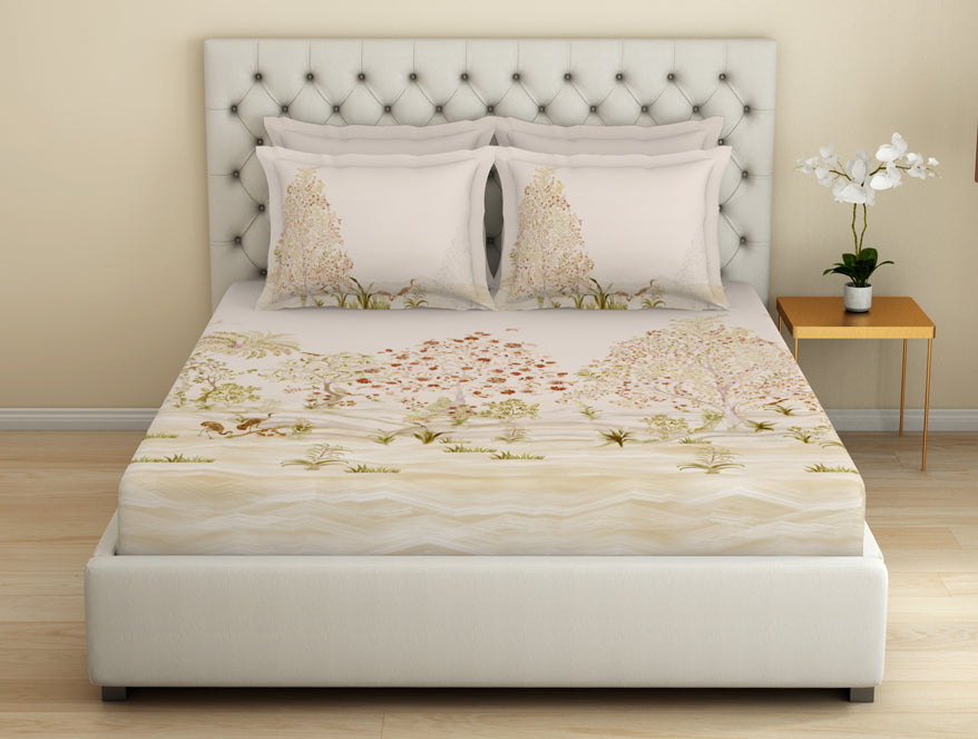 Essentials Premium 100 % Cotton  Large Bedsheet, 180 TC, Floral, Blush