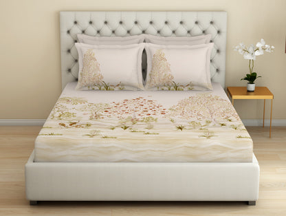 Essentials Premium 100 % Cotton  Large Bedsheet, 180 TC, Floral, Blush