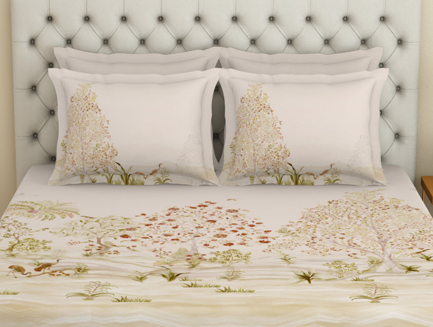 Essentials Premium 100 % Cotton  Large Bedsheet, 180 TC, Floral, Blush