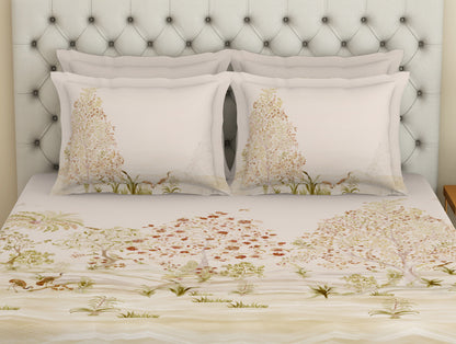 Essentials Premium 100 % Cotton  Large Bedsheet, 180 TC, Floral, Blush