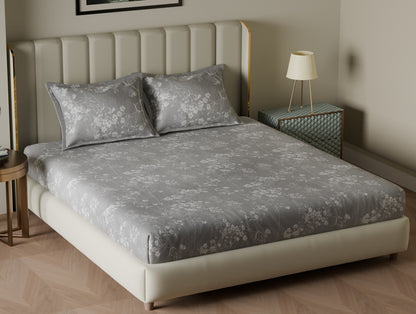 Innovations Hygro Cotton  Large Bedsheet, 210 TC, Floral, Grey