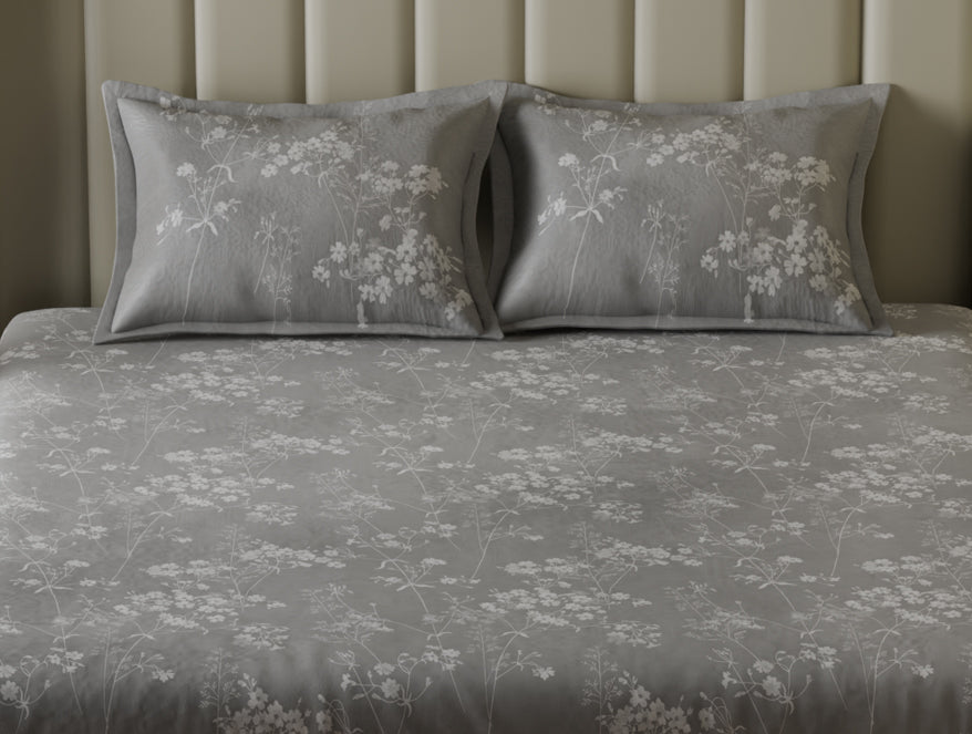 Innovations Hygro Cotton  Large Bedsheet, 210 TC, Floral, Grey