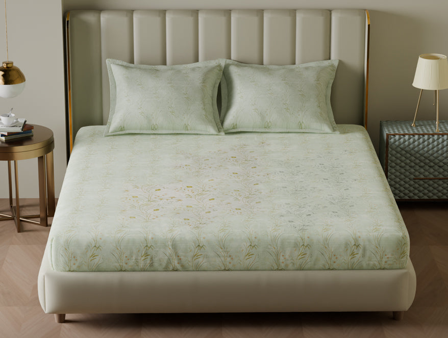 Innovations Hygro Cotton  Large Bedsheet, 210 TC, Floral, White