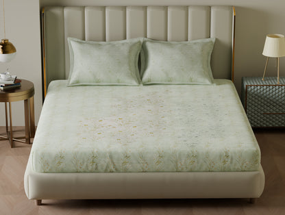 Innovations Hygro Cotton  Large Bedsheet, 210 TC, Floral, White