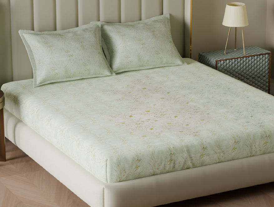 Innovations Hygro Cotton  Large Bedsheet, 210 TC, Floral, White