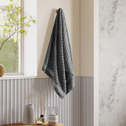 Mellow 100% Cotton Bath Towel, 350 GSM, Solid, Dark Grey