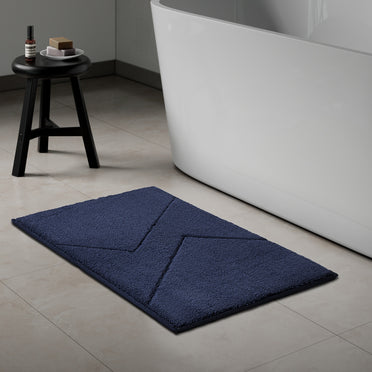 Swift Flow Polyester Small Bath Mat, 1677 GSM, Solid, Navy
