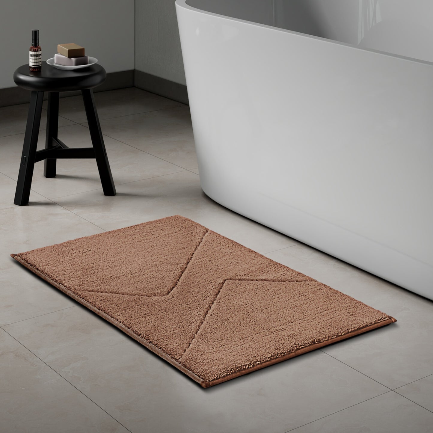 Swift Flow Polyester Small Bath Mat, 1677 GSM, Solid, Dark Brown