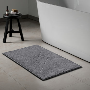Swift Flow Polyester Small Bath Mat, 1677 GSM, Solid, Light Grey