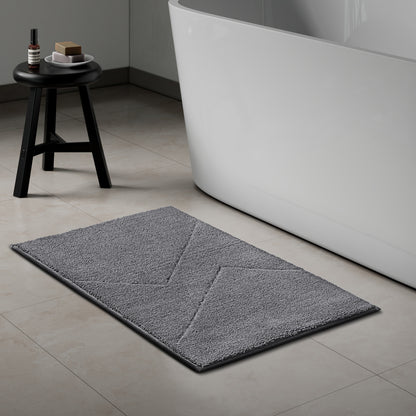 Swift Flow Polyester Small Bath Mat, 1677 GSM, Solid, Light Grey