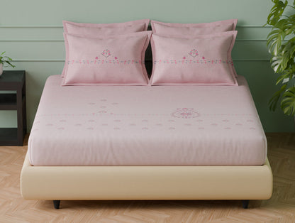 Luxury Egyptian Cotton  Large Bedsheet, 350 TC, Ornate, Blush