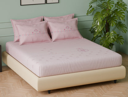 Luxury Egyptian Cotton  Large Bedsheet, 350 TC, Ornate, Blush