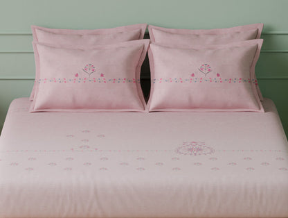 Luxury Egyptian Cotton  Large Bedsheet, 350 TC, Ornate, Blush