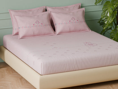 Luxury Egyptian Cotton  Large Bedsheet, 350 TC, Ornate, Blush