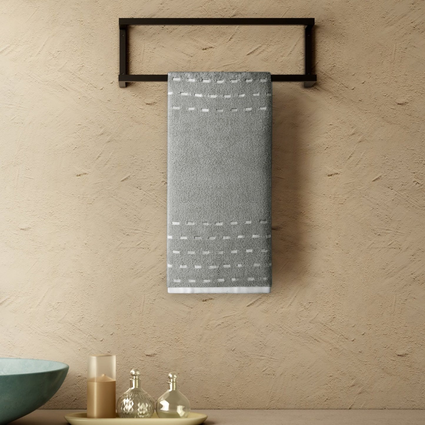Airsoft 100% Cotton Hand Towel Set (2 Pcs), 450 GSM, Solid, Grey