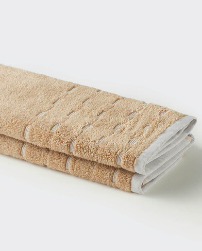 Airsoft 100% Cotton Hand Towel Set (2 Pcs), 450 GSM, Solid, Beige