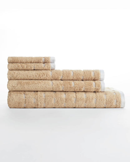 Airsoft 100% Cotton Hand Towel Set (2 Pcs), 450 GSM, Solid, Beige