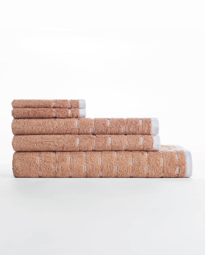 Airsoft 100% Cotton Hand Towel Set (2 Pcs), 450 GSM, Solid, Light Brown