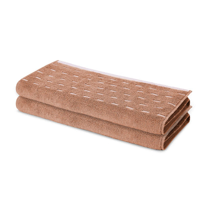 Airsoft 100% Cotton Hand Towel Set (2 Pcs), 450 GSM, Solid, Light Brown