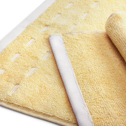 Airsoft 100% Cotton Face Towel Set (4 Pcs), 450 GSM, Solid, Yellow