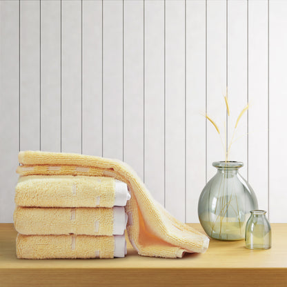 Airsoft 100% Cotton Face Towel Set (4 Pcs), 450 GSM, Solid, Yellow