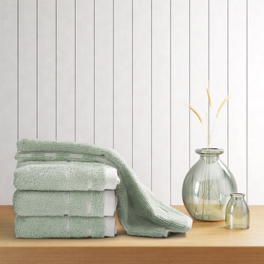 Airsoft 100% Cotton Face Towel Set (4 Pcs), 450 GSM, Solid, Light Green